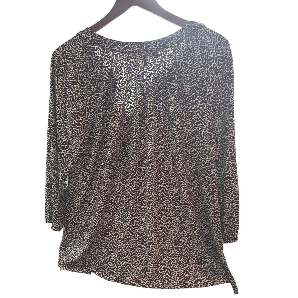 MICHAEL KORS 1X Black‎ Animal Print Zipper Neck Long Sleeve Top Tunic - Picture 2 of 4